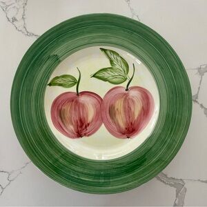 Hand-Painted Green and Red Apple Ceramic Plate
